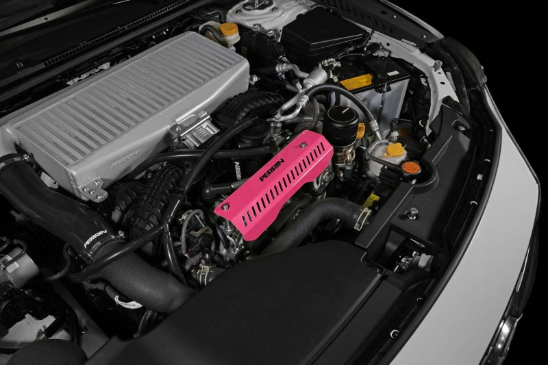 Perrin [22-25 WRX] Pulley Cover | Short Version - Works w/AOS System - Hyper Pink | PSP-ENG-154HP