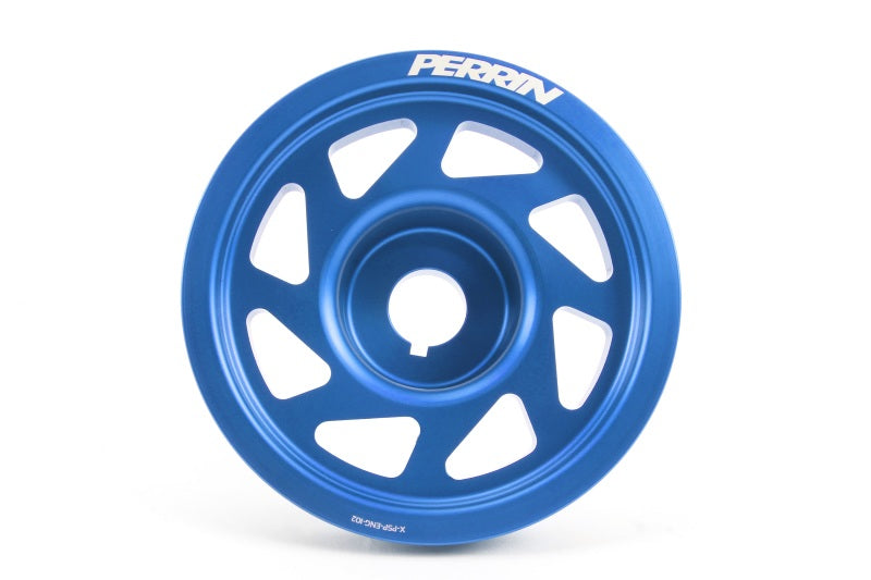 Perrin Crank Pulley W/o AC Only Blue For Ej Engines WRX 2002-2014/ Outback 1995-2009/ Outback XT 2005-2009 / Forester 2003-2010/ Forester XT 2003-2013 /Legacy 1994-2009 / STI 2004-21/ Impreza 1993-2011 | PSP-ENG-102BL