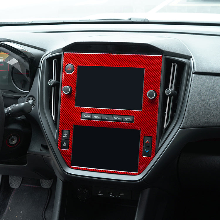 JDMuscle [22-25 WRX] P&S Series Carbon Fiber Infotainment Screen Trim Cover | Black Carbon Fiber/ Red Carbon Fiber