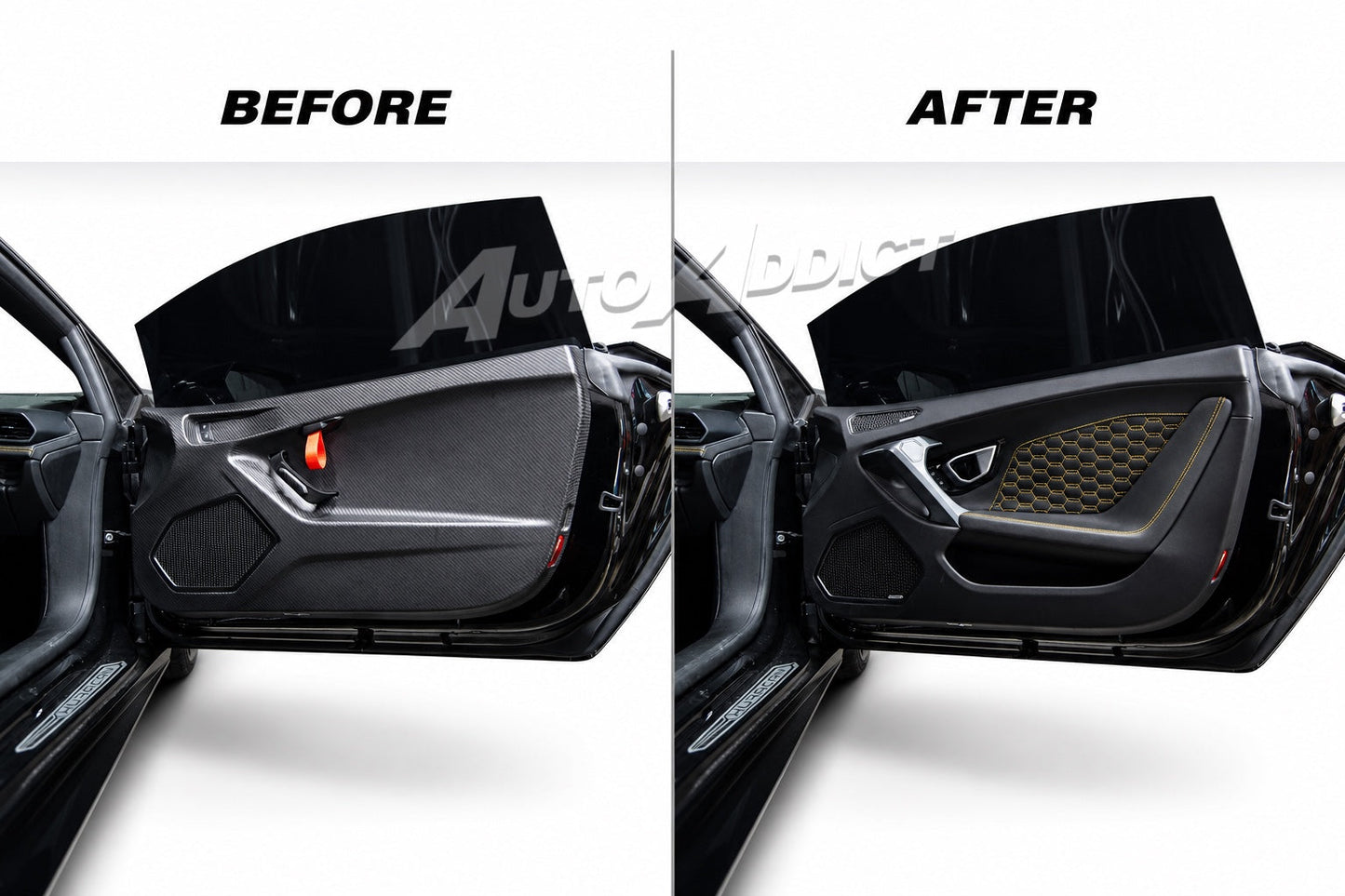 STO Lamborghini Huracan Dry Carbon Fiber Interior Door Panels w/ Brackets