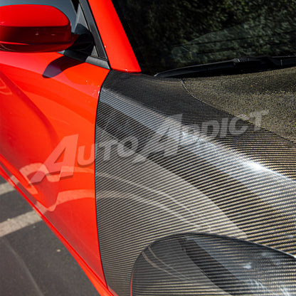 2015-2025 Dodge Charger Dry Gloss Carbon Fiber Type-Hellcat Front Fenders Widebody w/Flares 1pc