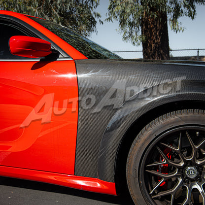 2015-2025 Dodge Charger Dry Gloss Carbon Fiber Type-Hellcat Front Fenders Widebody w/Flares 1pc