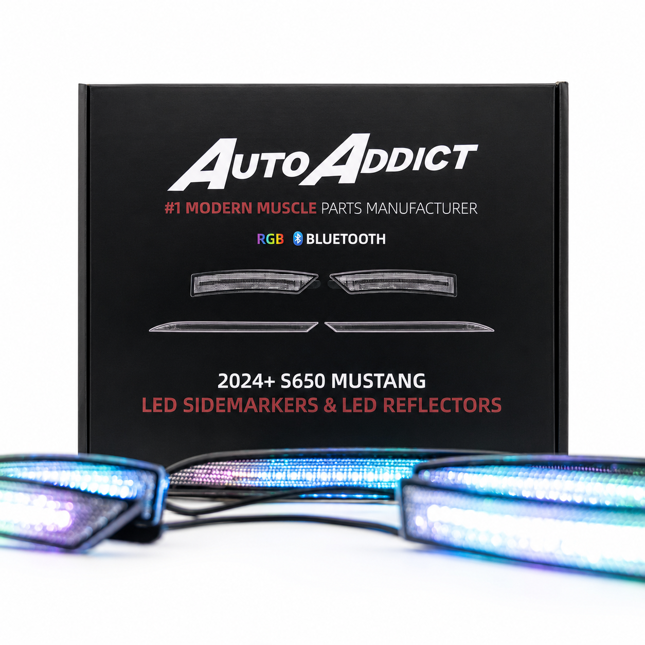 2024-2026 Mustang S650 RGB Bluetooth Dynamic Animation LED Side Markers w/ Rear Diffuser Reflector 6pc Kit