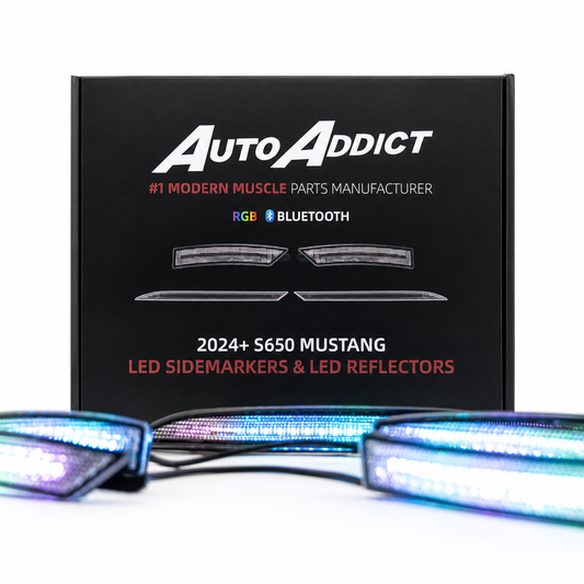 2024-2026 Mustang S650 RGB Bluetooth Dynamic Animation LED Side Markers w/ Rear Diffuser Reflector 6pc Kit