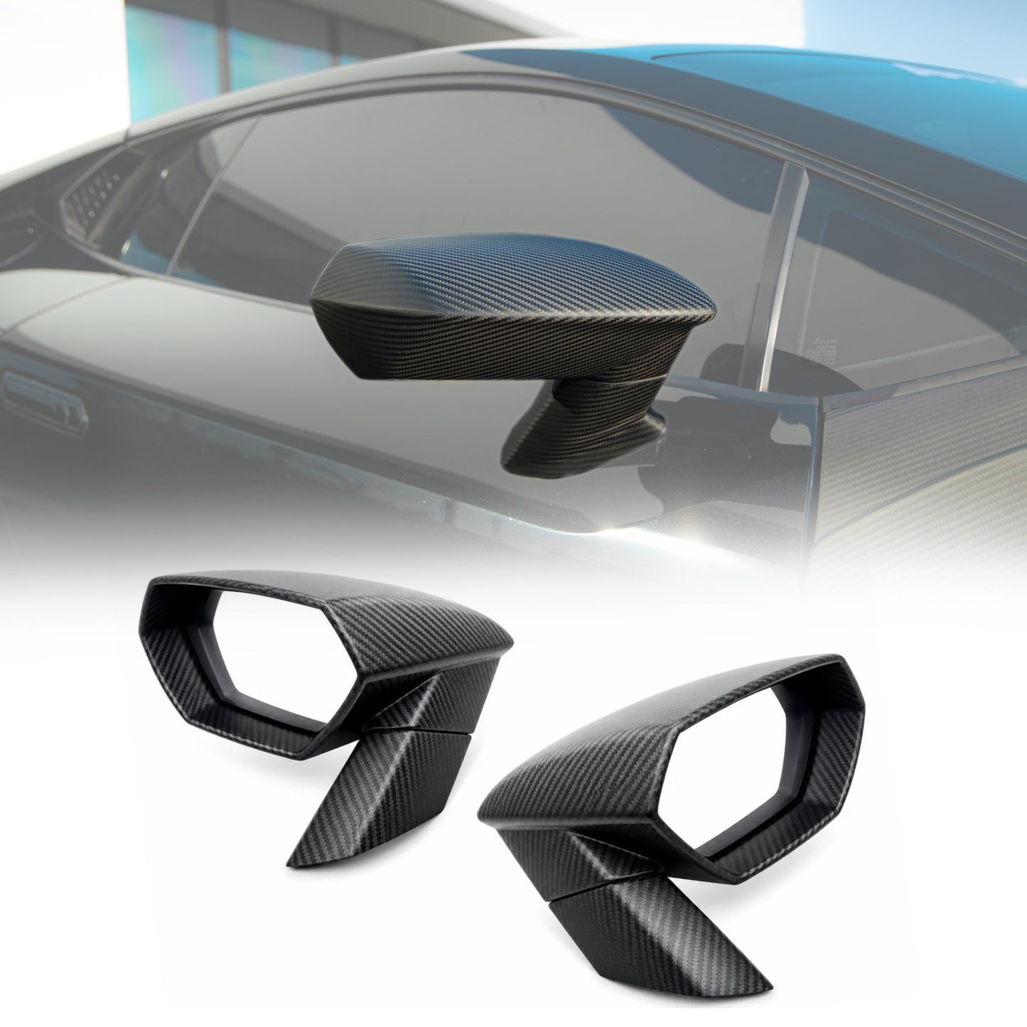 STO Lamborghini Huracan Dry Carbon Fiber Mirror Caps Full Replacement 4pc Kit
