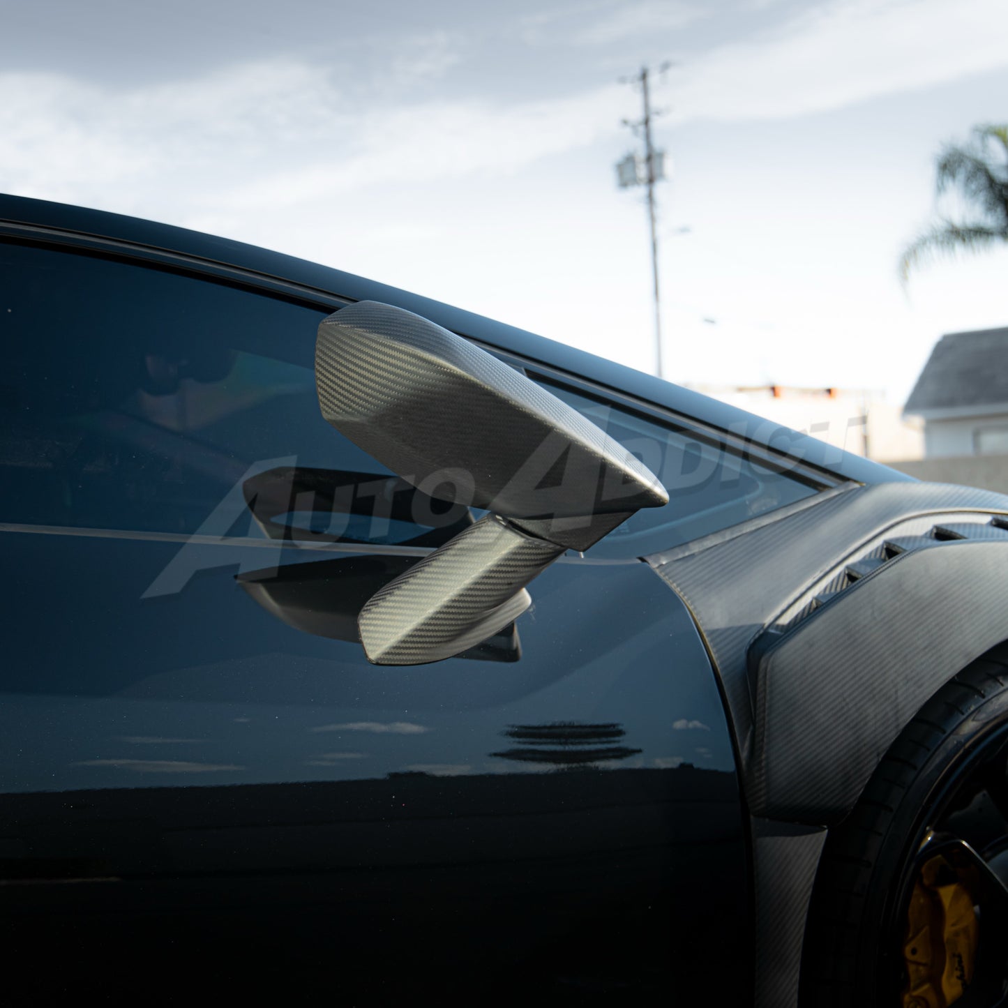 STO Lamborghini Huracan Dry Carbon Fiber Mirror Caps Full Replacement 4pc Kit