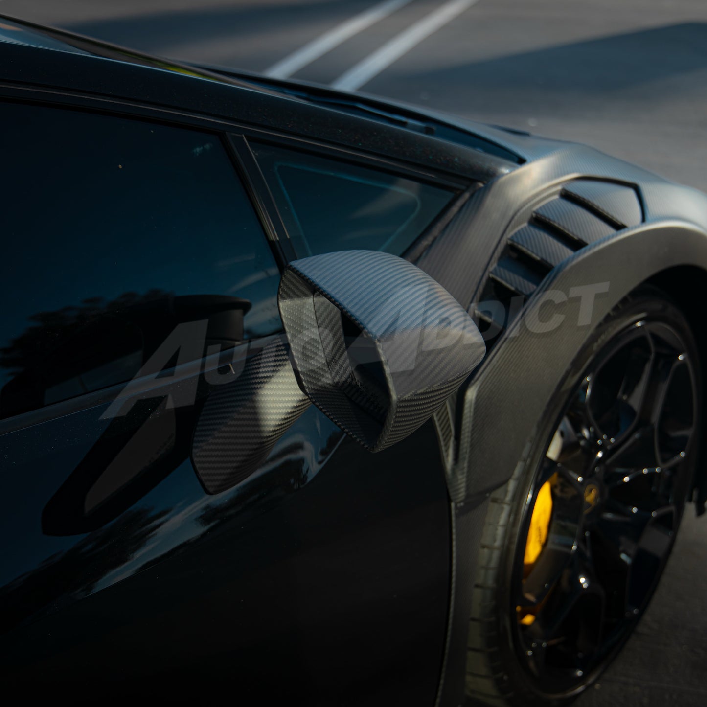 STO Lamborghini Huracan Dry Carbon Fiber Mirror Caps Full Replacement 4pc Kit