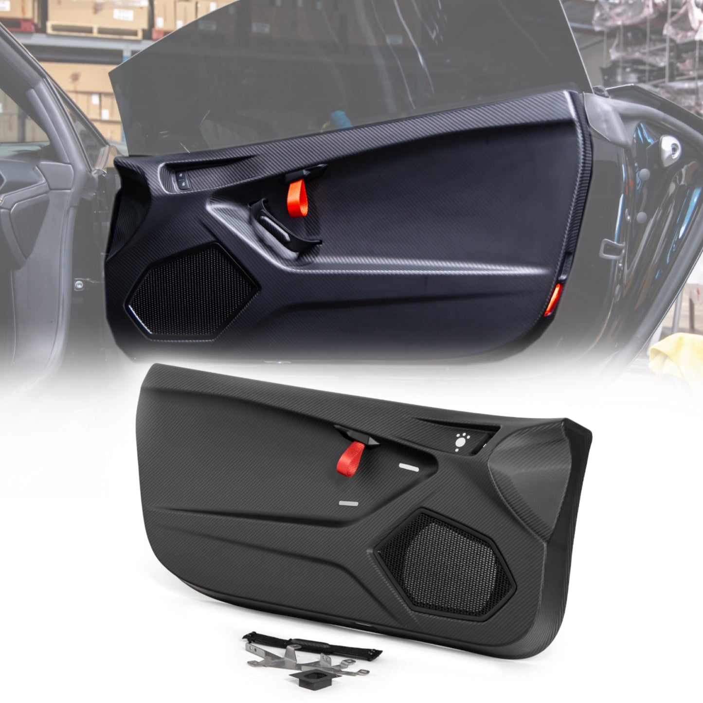 STO Lamborghini Huracan Dry Carbon Fiber Interior Door Panels w/ Brackets