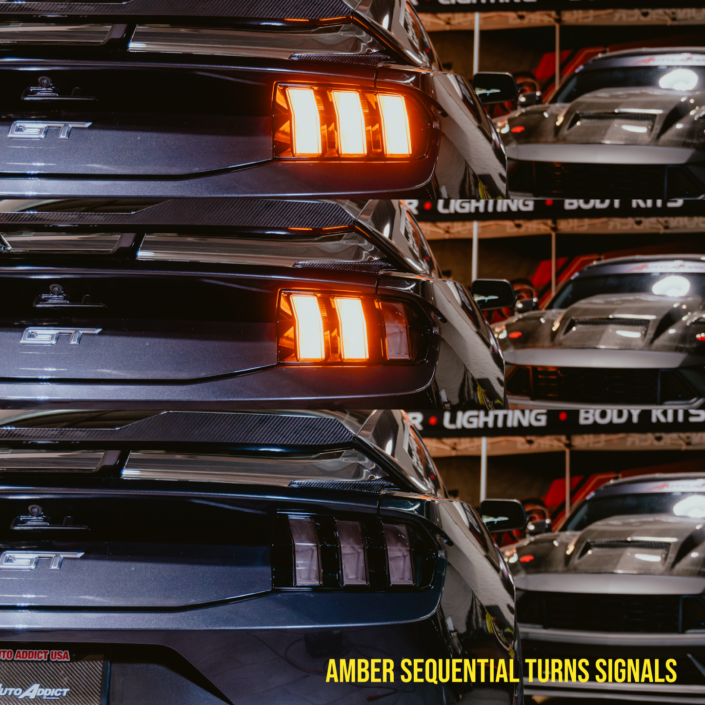 2024-2025 Mustang S650 Euro Style Taillights Amber Turn Signal Sequential
