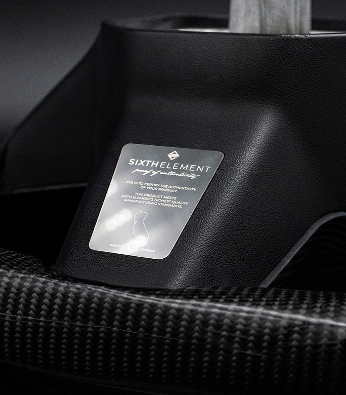 Sixth Element TESLA MODEL Y / MODEL 3 WHITE LEATHER FLAT BOTTOM STORMTROOPER GLOSS CARBON STEERING WHEEL
