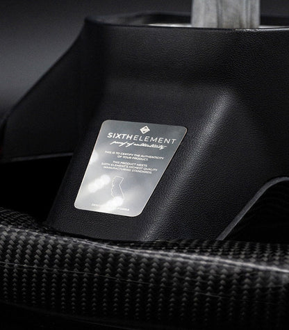 Sixth Element TESLA MODEL Y / MODEL 3 WHITE LEATHER FLAT BOTTOM STORMTROOPER GLOSS CARBON STEERING WHEEL