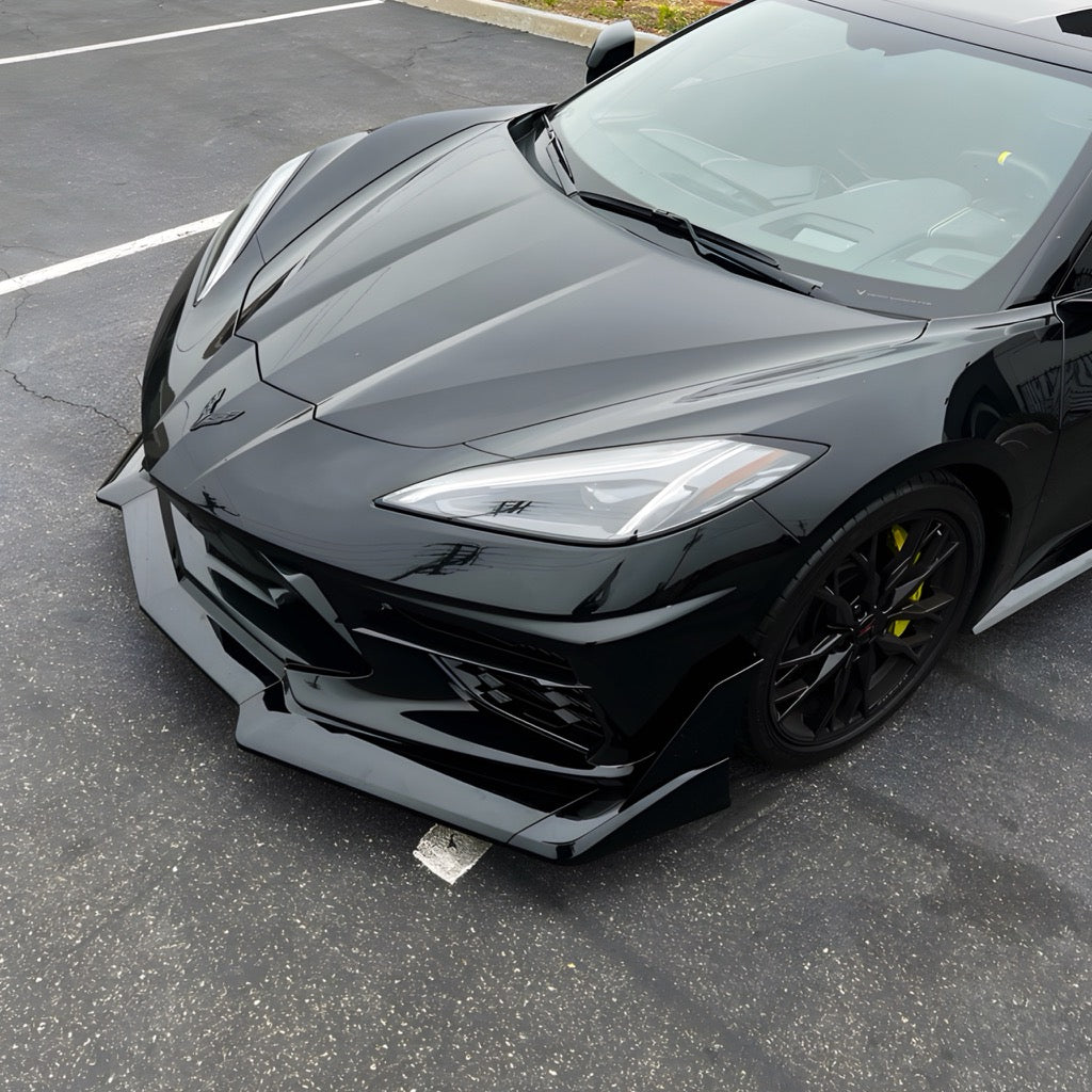 2020-2024 Corvette C8 Stingray Evo Style Front Lower Chin Splitter Gloss Black