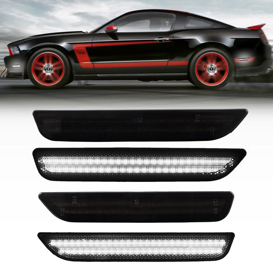 2010-2014 Ford Mustang Smoked White LED Side Markers
