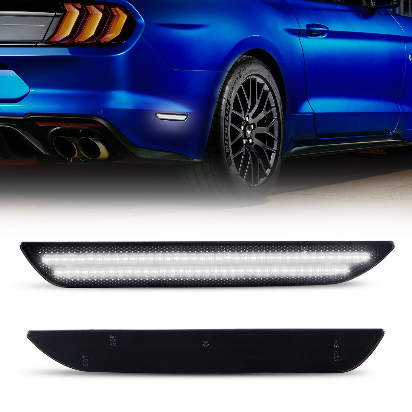 2015-2023 Mustang S550 Smoke White LED Side Marker