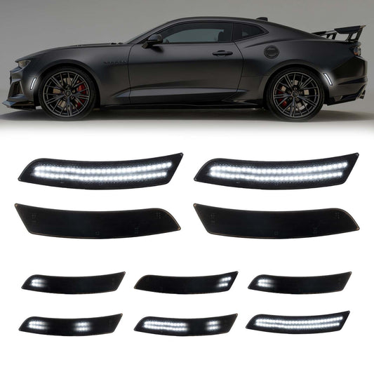 2016-2025 Camaro Smoke Lens White Dynamic Animation LED Side Markers Set