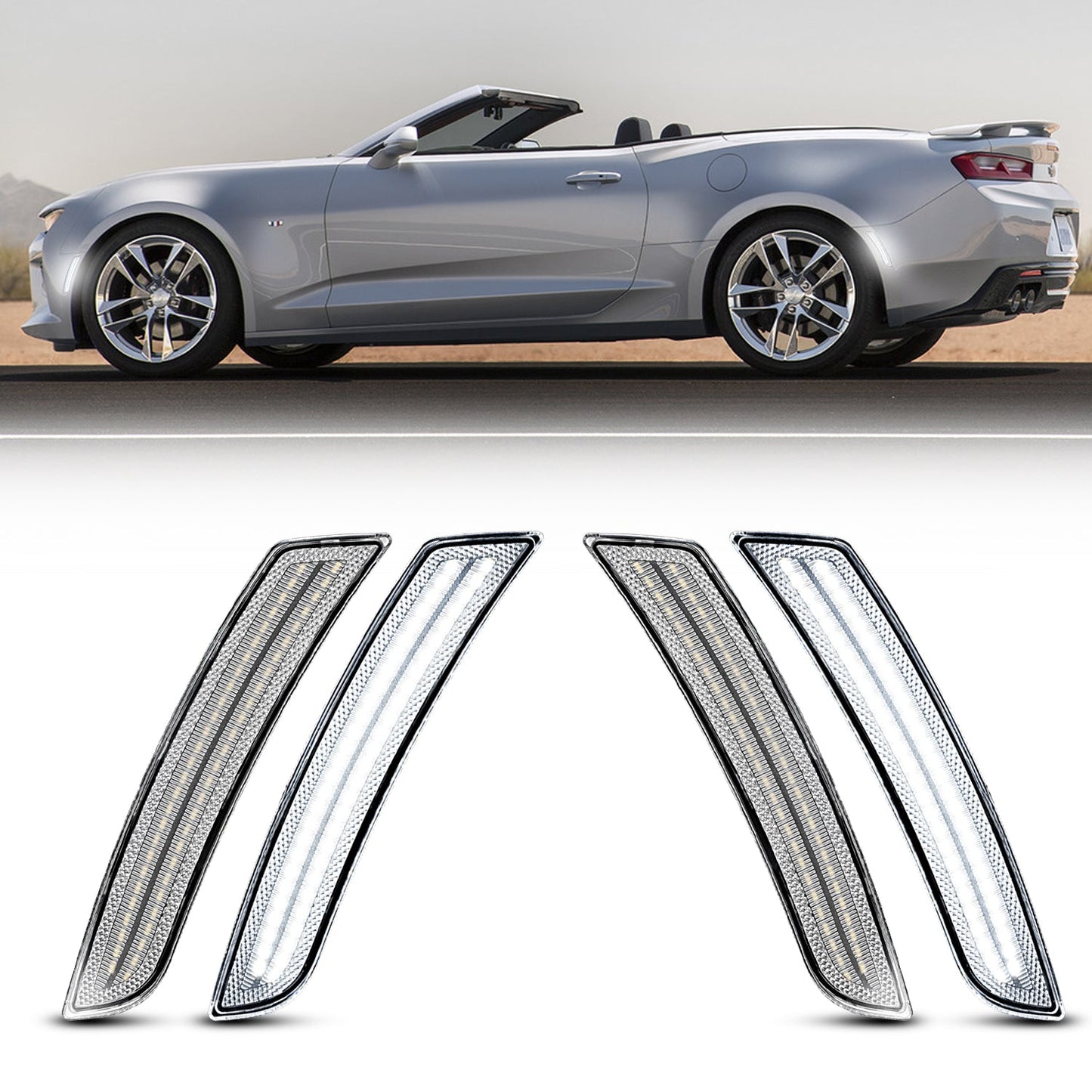 2016-2025 Chevrolet Camaro Clear White LED Side Markers Set
