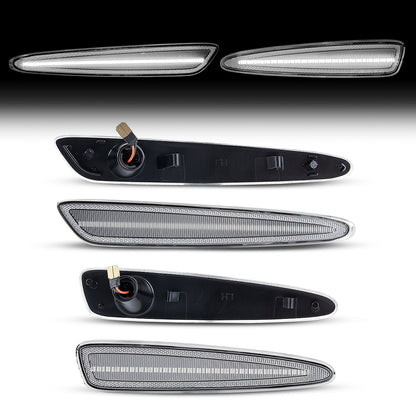 2005-2013 Corvette C6 Clear Lens White Dynamic Animation LED Side Markers Set