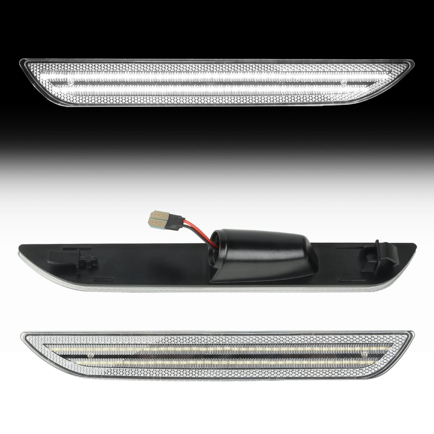 2015-2023 Mustang S550 Clear Lens White Dynamic Animation LED Side Markers