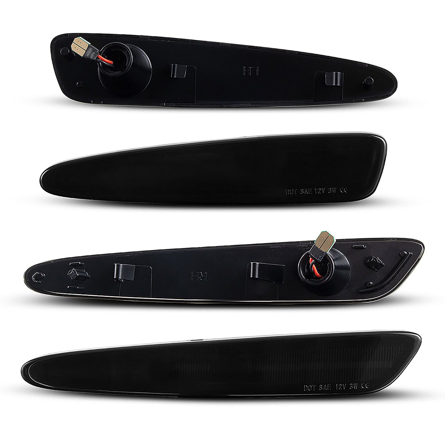 2005-2013 Corvette C6 Smoke Lens White Dynamic Animation LED Side Markers Set