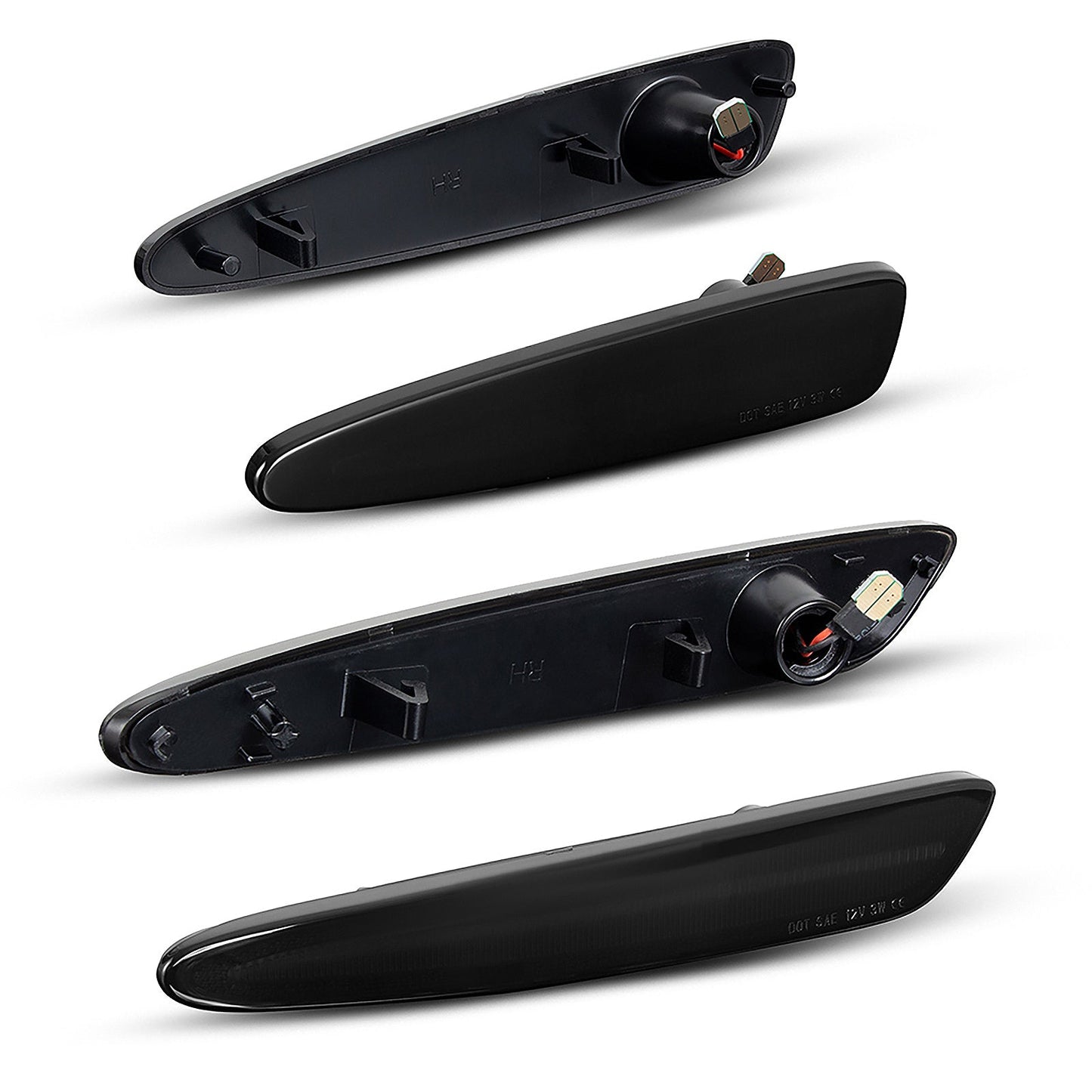 2005-2013 Corvette C6 Smoke Lens White Dynamic Animation LED Side Markers Set