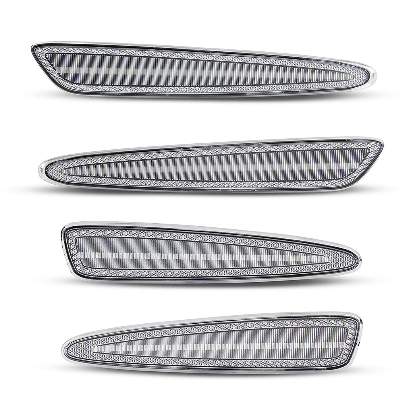 2005-2013 Corvette C6 Clear Lens White Dynamic Animation LED Side Markers Set