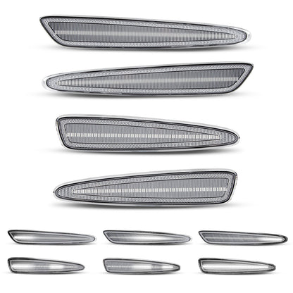 2005-2013 Corvette C6 Clear Lens White Dynamic Animation LED Side Markers Set