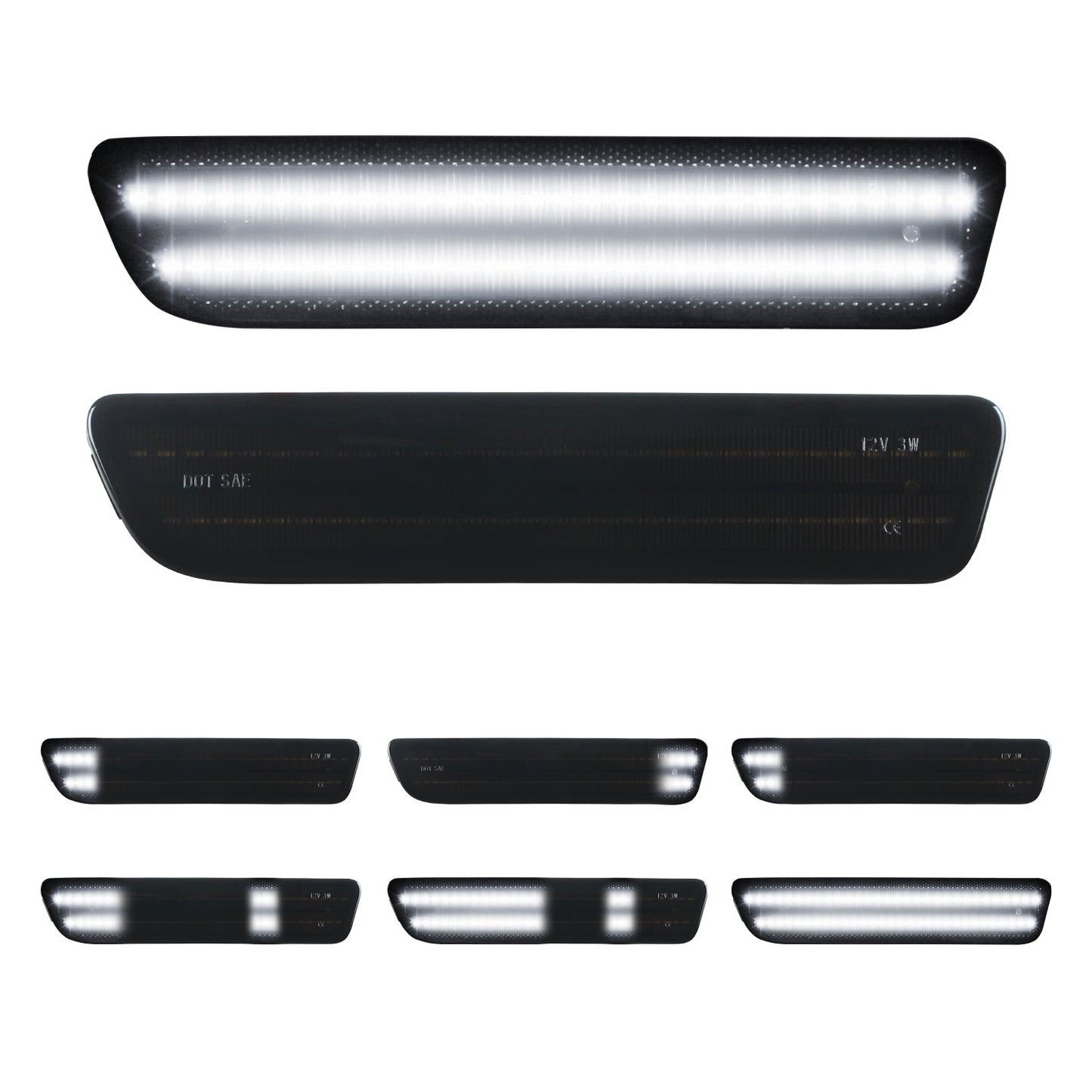 2005-2009 Ford Mustang Smoke Lens White Dynamic Animation LED Side Markers