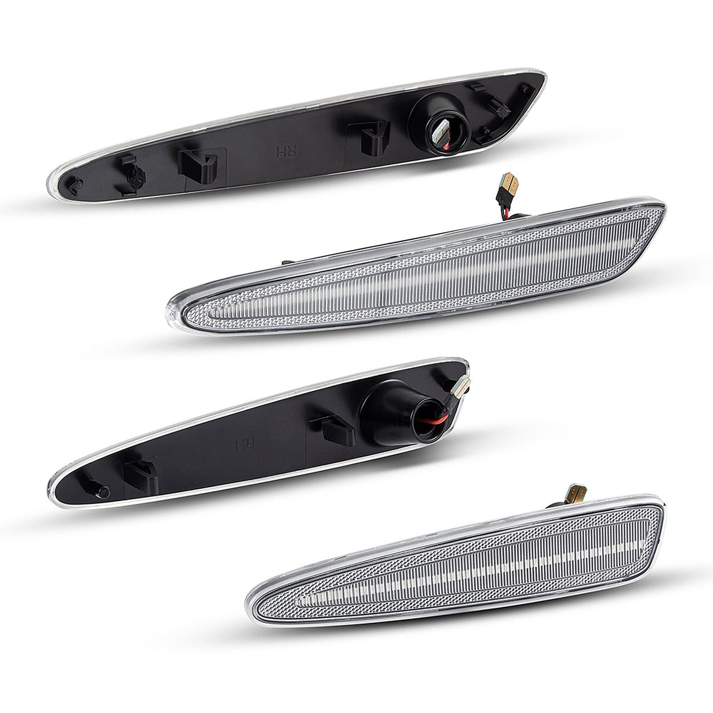 2005-2013 Corvette C6 Clear Lens White Dynamic Animation LED Side Markers Set