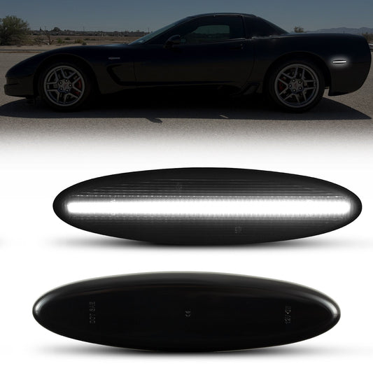 1997-2004 Corvette C5 Rear Bumper Smoke Lens White LED Side Markers