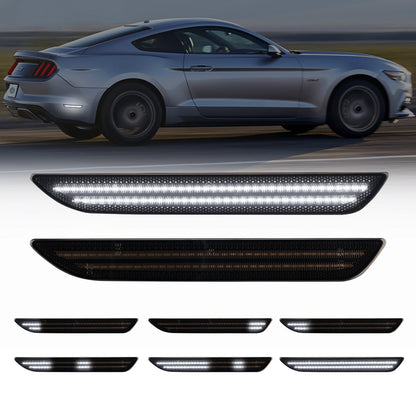 2015-2023 Mustang S550 Smoke Lens White Dynamic Animation LED Side Markers