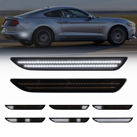 2015-2023 Mustang S550 Smoke Lens White Dynamic Animation LED Side Markers
