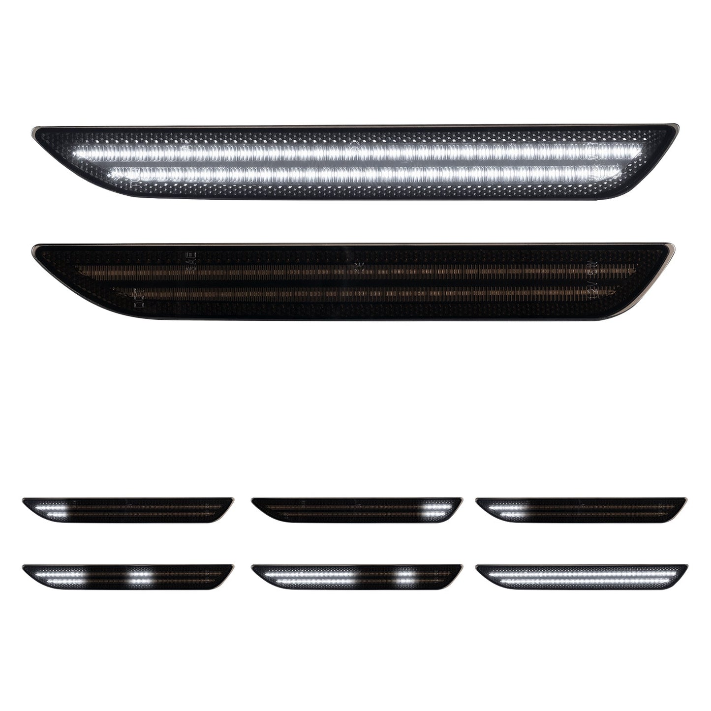 2015-2023 Mustang S550 Smoke Lens White Dynamic Animation LED Side Markers