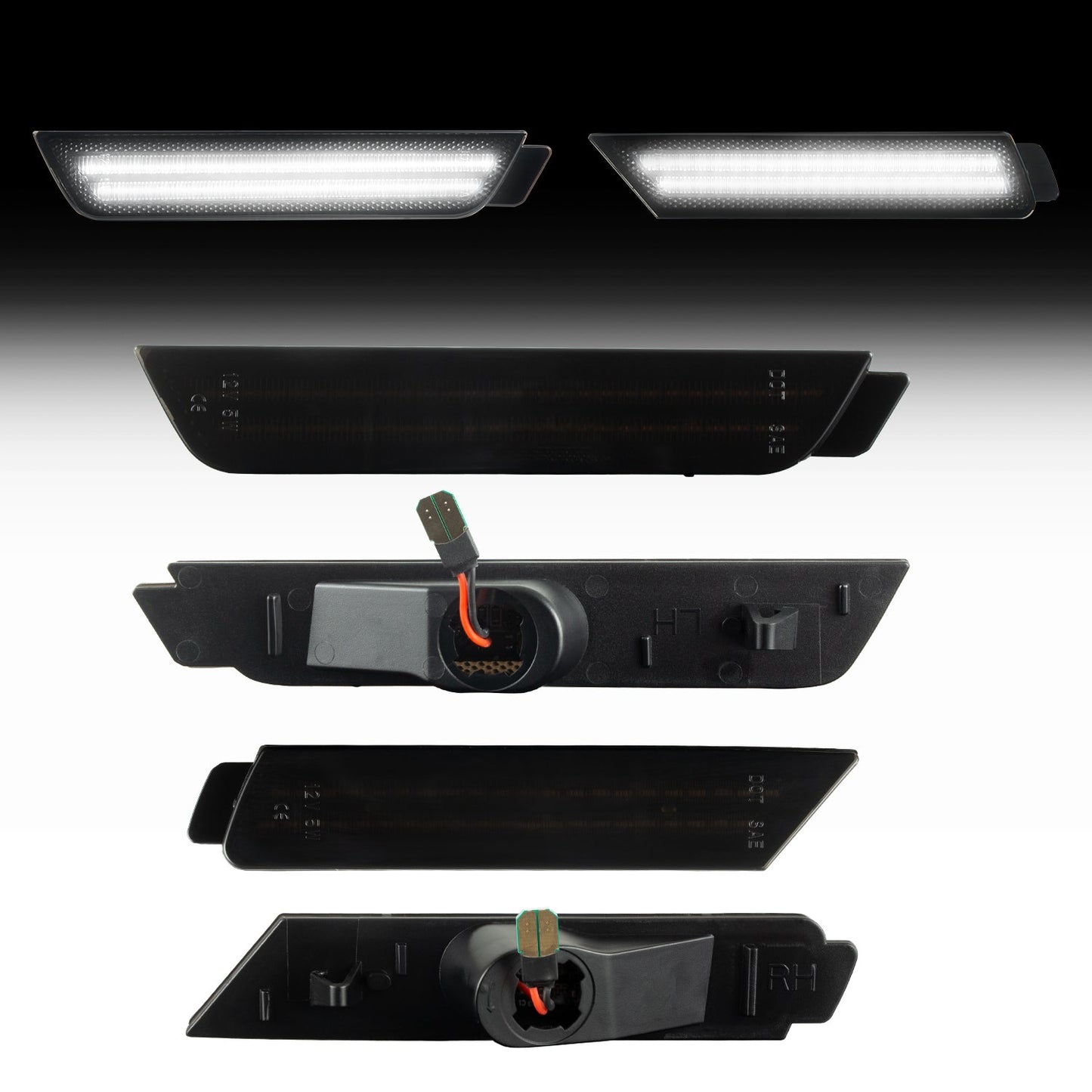 2010-2015 Camaro Smoke Lens White Dynamic Animation LED Side Markers Set