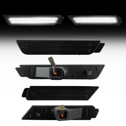 2010-2015 Camaro Smoke Lens White Dynamic Animation LED Side Markers Set