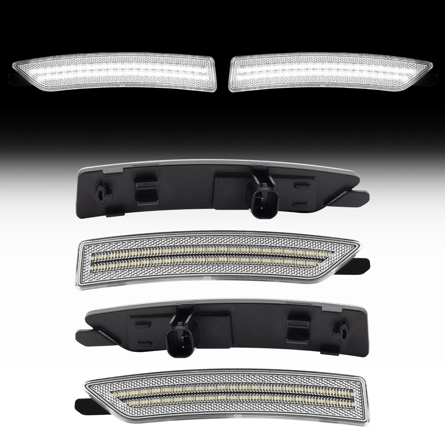 2024-2026 Ford Mustang S650 Clear Lens White Dynamic Animation LED Side Markers