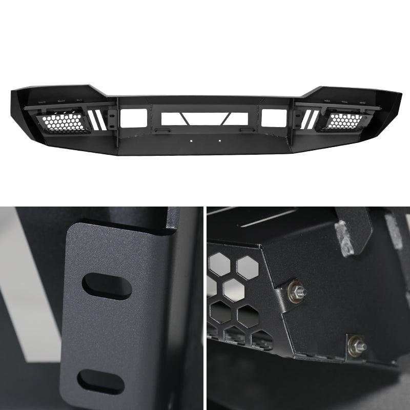 2011-2016 Ford F-150/F-250 Black Heavy Duty Steel Front Bumper w/ LED Light Ports