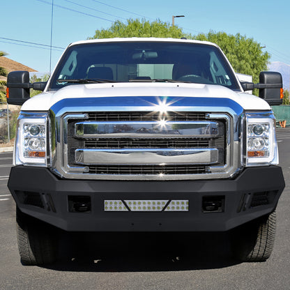 2011-2016 Ford F-150/F-250 Black Heavy Duty Steel Front Bumper w/ LED Light Ports