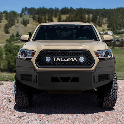 2016-2021 Toyota Tacoma Black Heavy Duty Steel Front Bumper w/ LED Light Ports