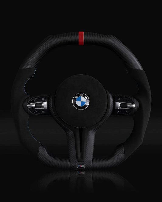 BMW Alcantara Flat Bottom Matte Dry Carbon Fiber Steering Wheel for F Chassis- iCBL's Signature Design for F30 F32 F80 F82 M3 M4 M2 335i 340i 328i 440i 435i
