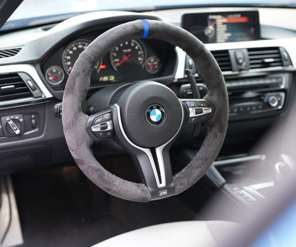 BMW F-Series Alcantara Suede Steering Wheel Cover DIY (Blue Stripe)