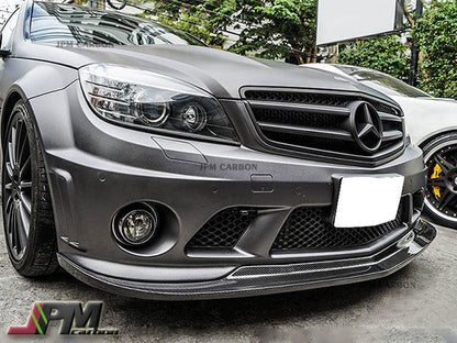 AK Style Carbon Fiber Front Bumper Add-on Lip Fits For 2008-2011 Mercedes-Benz W204 Pre-Facelift C63 Sedan