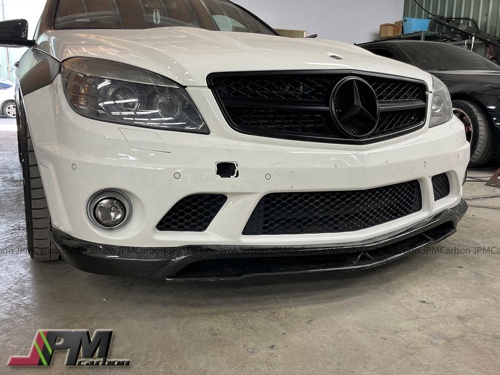 [JPMCarbon] CS  Style Carbon Fiber Front Bumper Add-on Lip Fits For 2008-2011 Mercedes-Benz W204 Pre-Facelift C63 Sedan