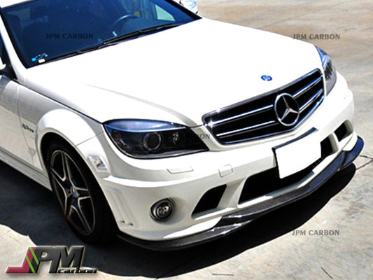 GH Style Carbon Fiber Front Bumper Add-on Lip Fits For 2008-2011 Mercedes-Benz W204 Pre-Facelift C63 Sedan