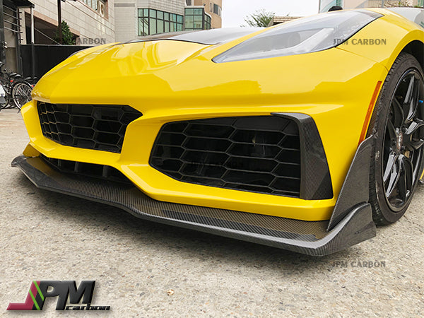 [JPMCarbon] Carbon Fiber Front Bottom Add-on Lip Fits For 2014-2019 Chevrolet Corvette C7 w/ Replica ZR1 Bumper