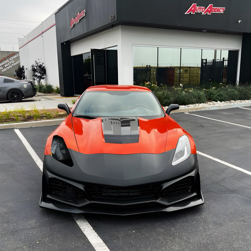 2014-2019 Corvette C7 ZR1 Track Package Front Bumper Conversion 18pcs Full Kit Flat BLK