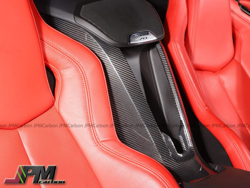 [JPMCarbon] Dry Carbon Console Waterfall Wireless Phone Charger Trim Cover Fits For 2020-2025 Chevrolet Corvette C8 Only