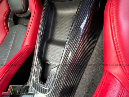 [JPMCarbon] Dry Carbon Console Waterfall Wireless Phone Charger Trim Cover Fits For 2020-2025 Chevrolet Corvette C8 Only