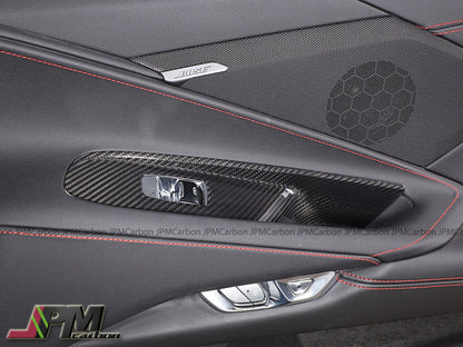 [JPMCarbon] Dry Carbon Window Door Lock Control Switch Trims Fits For 2020-2025 Chevrolet Corvette C8 Coupe Only