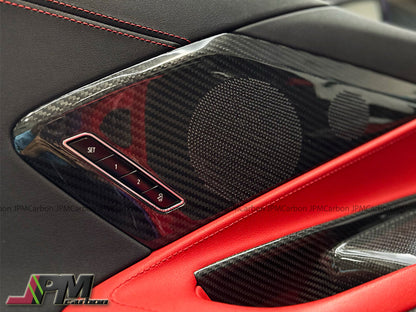 [JPMCarbon] Dry Carbon Door Audio Speaker Panel Covers Fits For 2020-2025 Chevrolet Corvette C8 Only