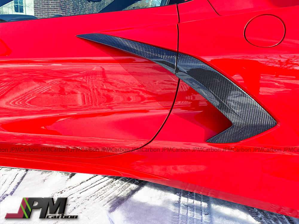 [JPMCarbon] Dry Carbon Side Door Garnish Vent Trim Covers Fits For 2020-2025 Chevrolet Corvette C8 Only